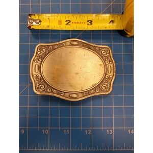 Vintage Oval Belt Buckle Ornate Floral Design Western Style 3.5" x 2.5"
